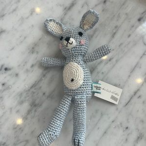 New La De Dah Kids Crocheted Mini Blue Bunny Doll Toy
